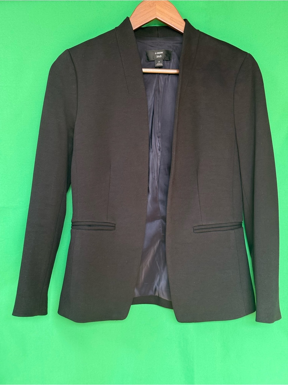 J.Crew 365 Going-Out Blazer/jacket Black Size 2 Stretch Twill Open Front H2743